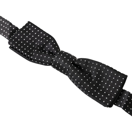 Dolce & Gabbana Black Polka Dot Silk Adjustable Men Neck Papillon Bow Tie FT3803