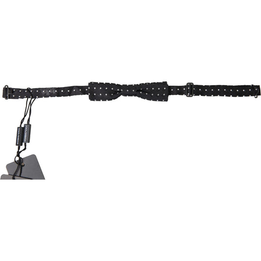 Dolce & Gabbana Black Polka Dot Silk Adjustable Men Neck Papillon Bow Tie FT3804