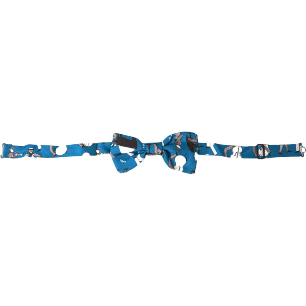 Dolce & Gabbana Blue Jazz Club Silk Adjustable Neck Papillon Bow Tie FT3777