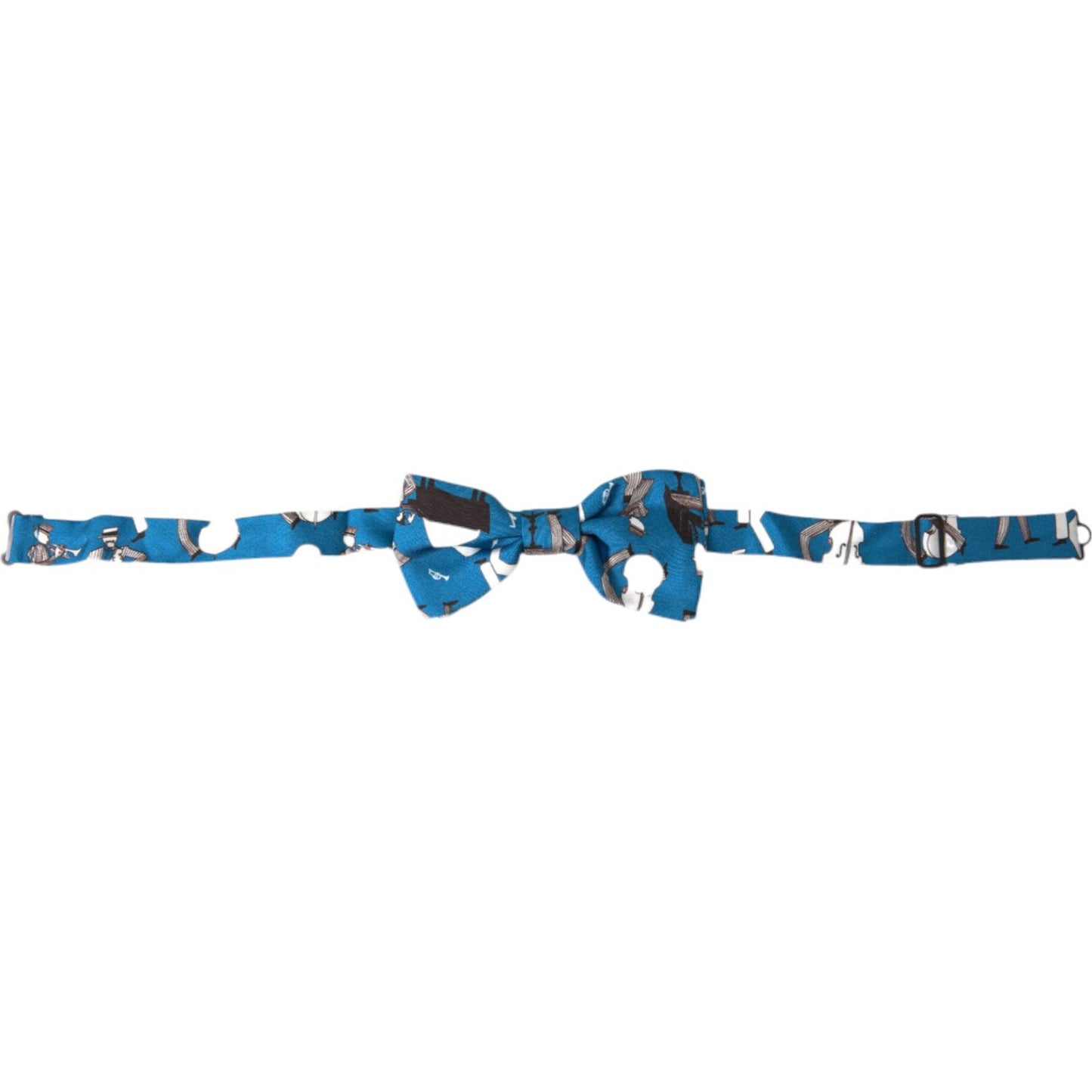 Dolce & Gabbana Blue Jazz Club Silk Adjustable Neck Papillon Bow Tie FT3777