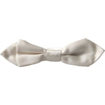 Dolce & Gabbana Elegant White Silk Bow Tie Dolce & Gabbana Dark Gray