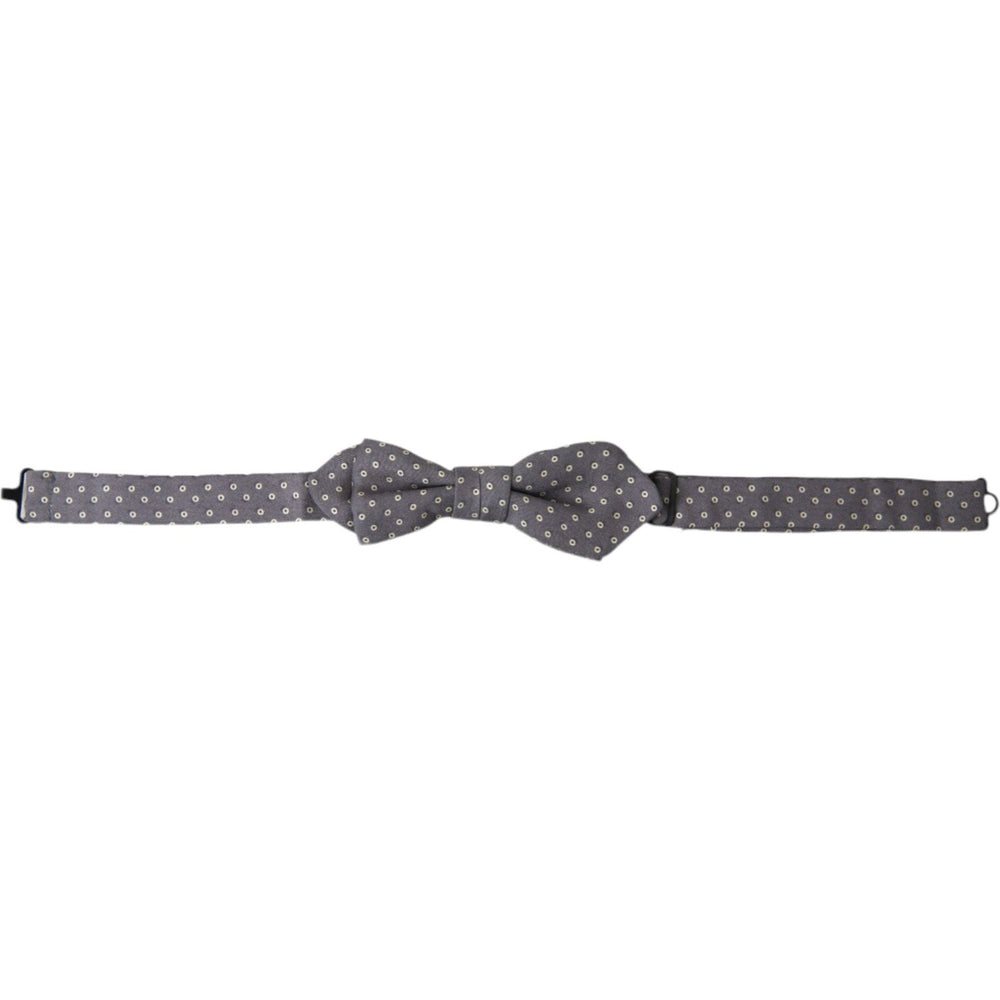 Dolce & Gabbana Gray Polka Dots Silk Adjustable Neck Papillon Bow Tie FT3792