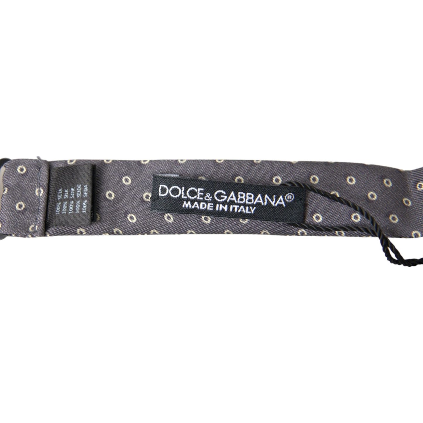Dolce & Gabbana Gray Polka Dots Silk Adjustable Neck Papillon Bow Tie FT3792