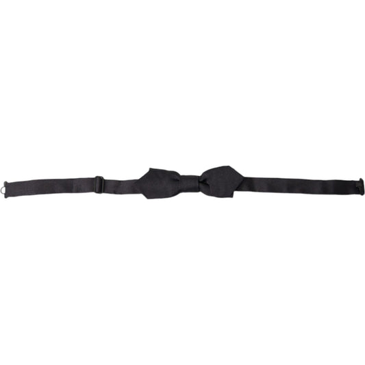Dolce & Gabbana Black Solid Silk Adjustable Neck Papillon Bow Tie FT3805