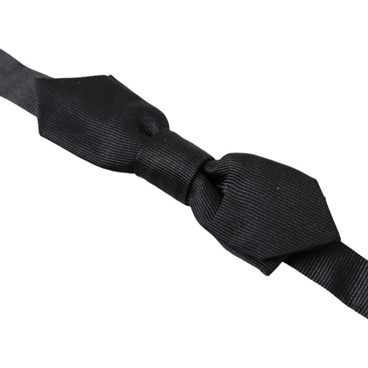 Dolce & Gabbana Black Solid Silk Adjustable Neck Papillon Bow Tie FT3805