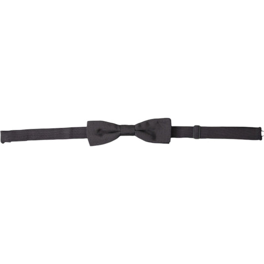 Dolce & Gabbana Dark Gray Silk Adjustable Neck Men Papillon Bow Tie FT3813