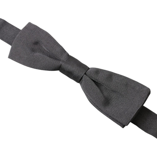 Dolce & Gabbana Dark Gray Silk Adjustable Neck Men Papillon Bow Tie FT3813