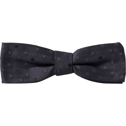 Dolce & Gabbana Blue Polka Dot Silk Adjustable Neck Men Papillon Bow Tie