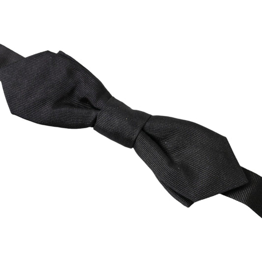 Dolce & Gabbana Black Silk Adjustable Neck Men Papillon Bow Tie FT3815