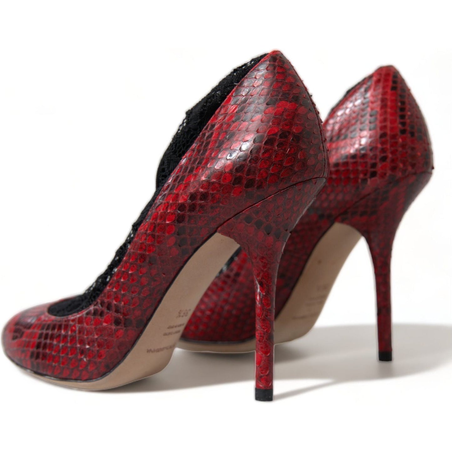 Dolce & Gabbana Red Ayers Leather Lace Socks Pumps Shoes