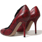 Dolce & Gabbana Red Ayers Leather Lace Socks Pumps Shoes