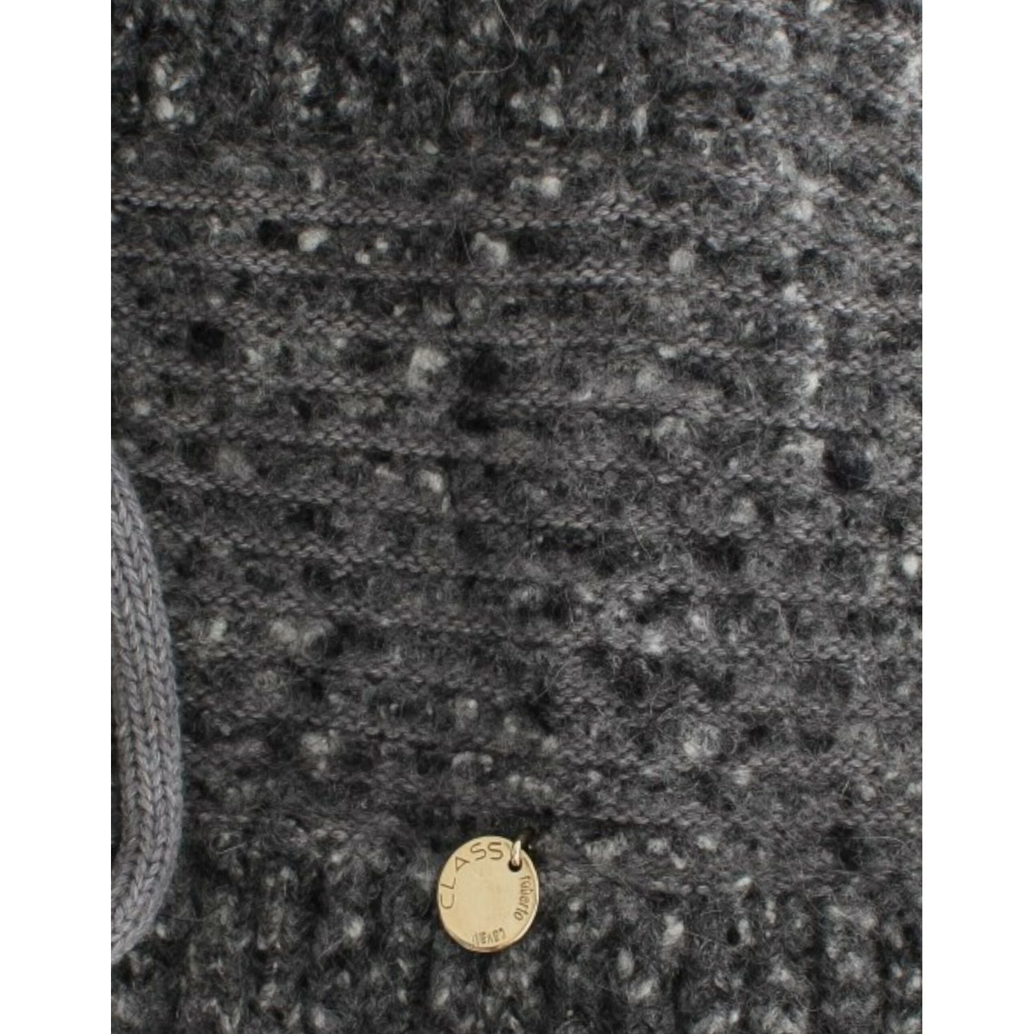 Cavalli Gray wool knitted cardigan