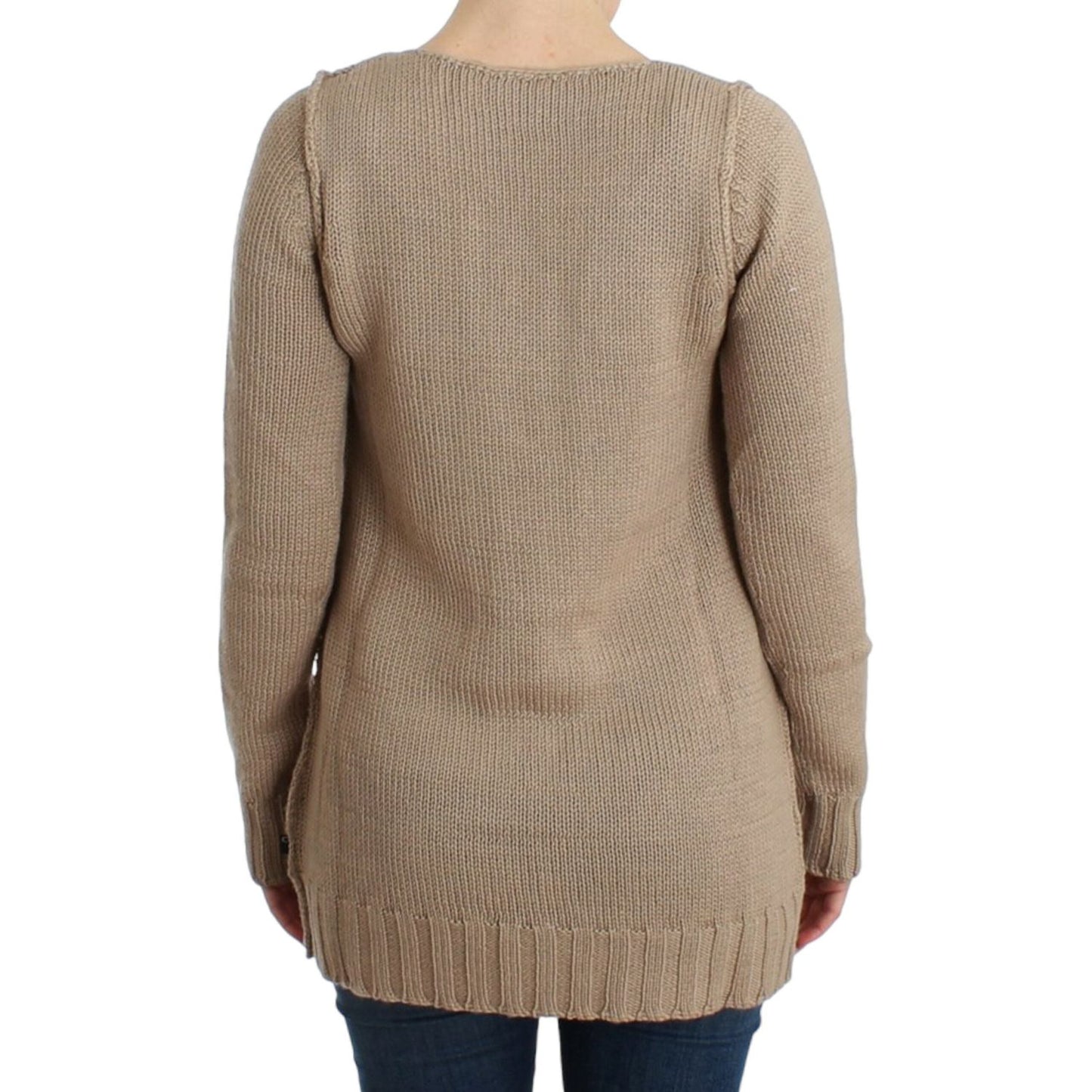 Cavalli Beige knitted wool sweater1728,50% Acrylic,67345645728,Beige,Cavalli,Clothing,IT38|XS,IT42|M,IT44|L,Material: 50% Wool,New with tags,Sweaters - Clothing,Sweaters - Women - Clothing,Sweatshirts - Sweaters - Clothing,Women,Women - Clothing