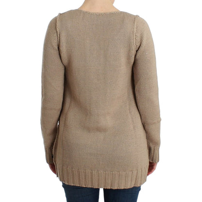 Cavalli Beige knitted wool sweater1728,50% Acrylic,67345645728,Beige,Cavalli,Clothing,IT38|XS,IT42|M,IT44|L,Material: 50% Wool,New with tags,Sweaters - Clothing,Sweaters - Women - Clothing,Sweatshirts - Sweaters - Clothing,Women,Women - Clothing