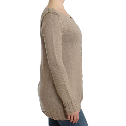 Cavalli Beige knitted wool sweater1728,50% Acrylic,67345645728,Beige,Cavalli,Clothing,IT38|XS,IT42|M,IT44|L,Material: 50% Wool,New with tags,Sweaters - Clothing,Sweaters - Women - Clothing,Sweatshirts - Sweaters - Clothing,Women,Women - Clothing