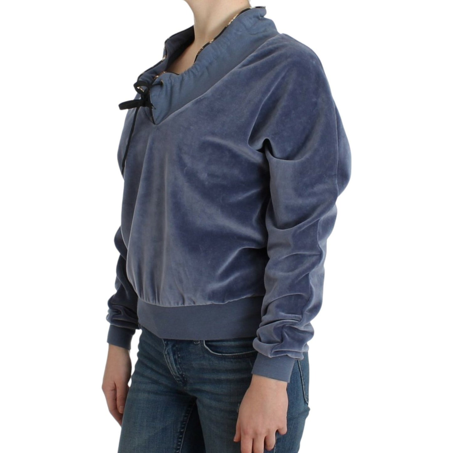 Cavalli Blue velvet cotton sweater
