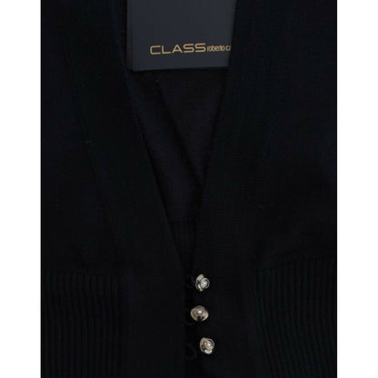 Cavalli Black cropped wool cardigan1728,67345645728,Black,Cardigans - Sweaters - Clothing,Cavalli,Clothing,IT46|XL,IT48|XXL,Material: 100% Virgin Wool,New with tags,Sweaters - Clothing,Sweaters - Women - Clothing,Women,Women - Clothing