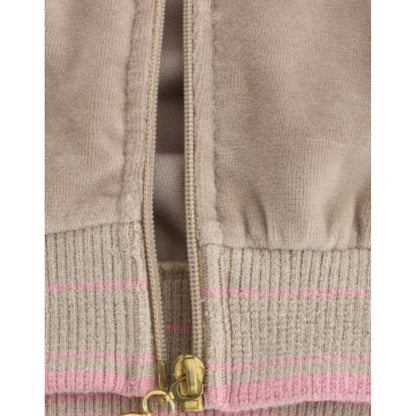 Cavalli Beige velvet zipup sweater