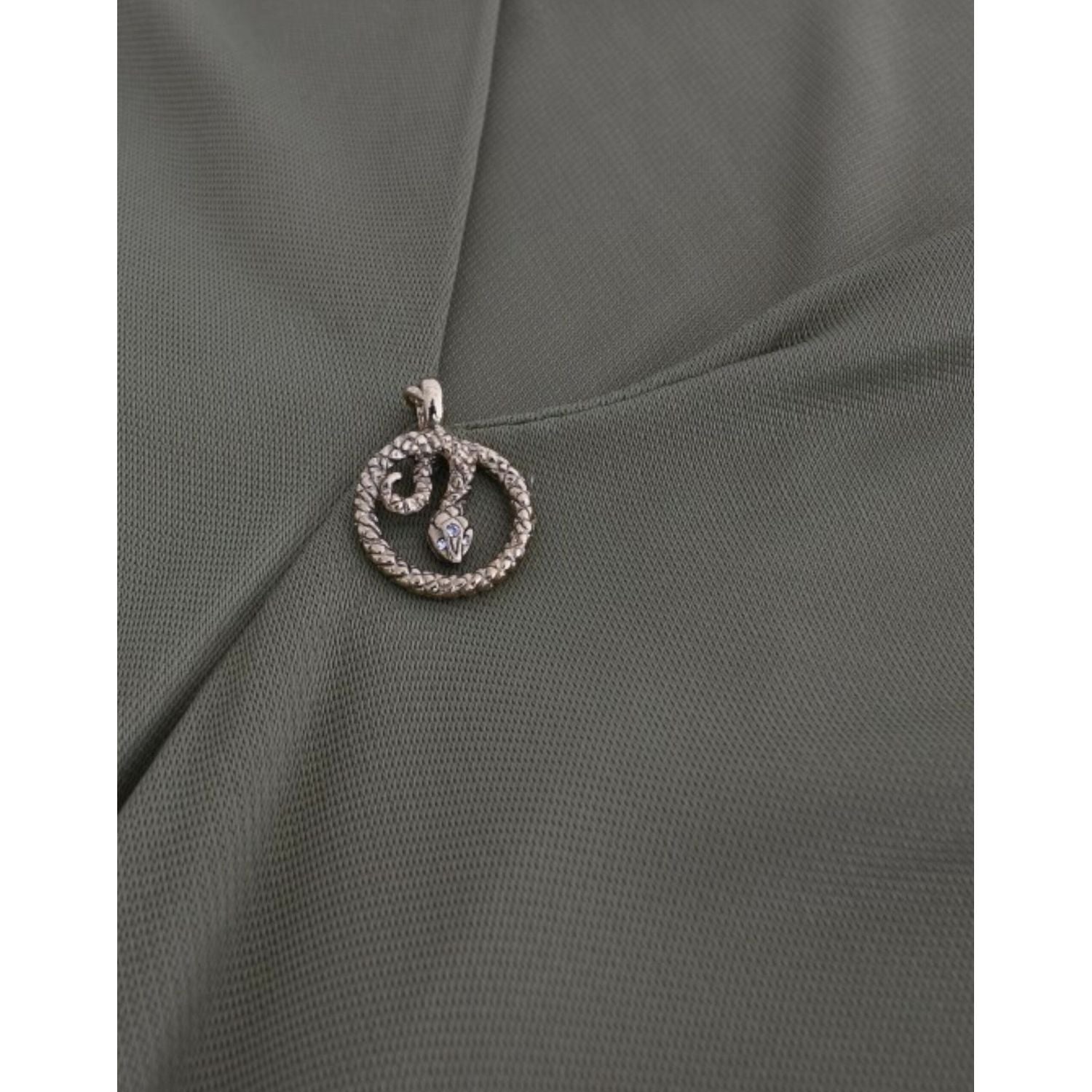 بلوزة جيرسي خضراء أنيقة من كافالي مع لمسات ذهبية