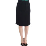 Cavalli Elegant Black Wool Pencil Skirt Cavalli Tan