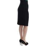 Cavalli Elegant Black Wool Pencil Skirt Cavalli Rosy Brown