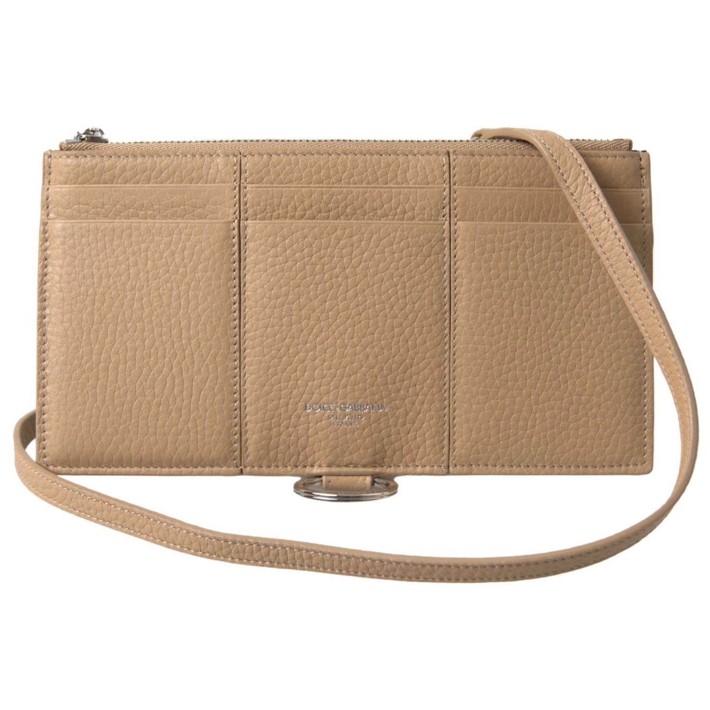 Dolce & Gabbana Beige Leather Shoulder Cardholder Shoulder Strap Wallet