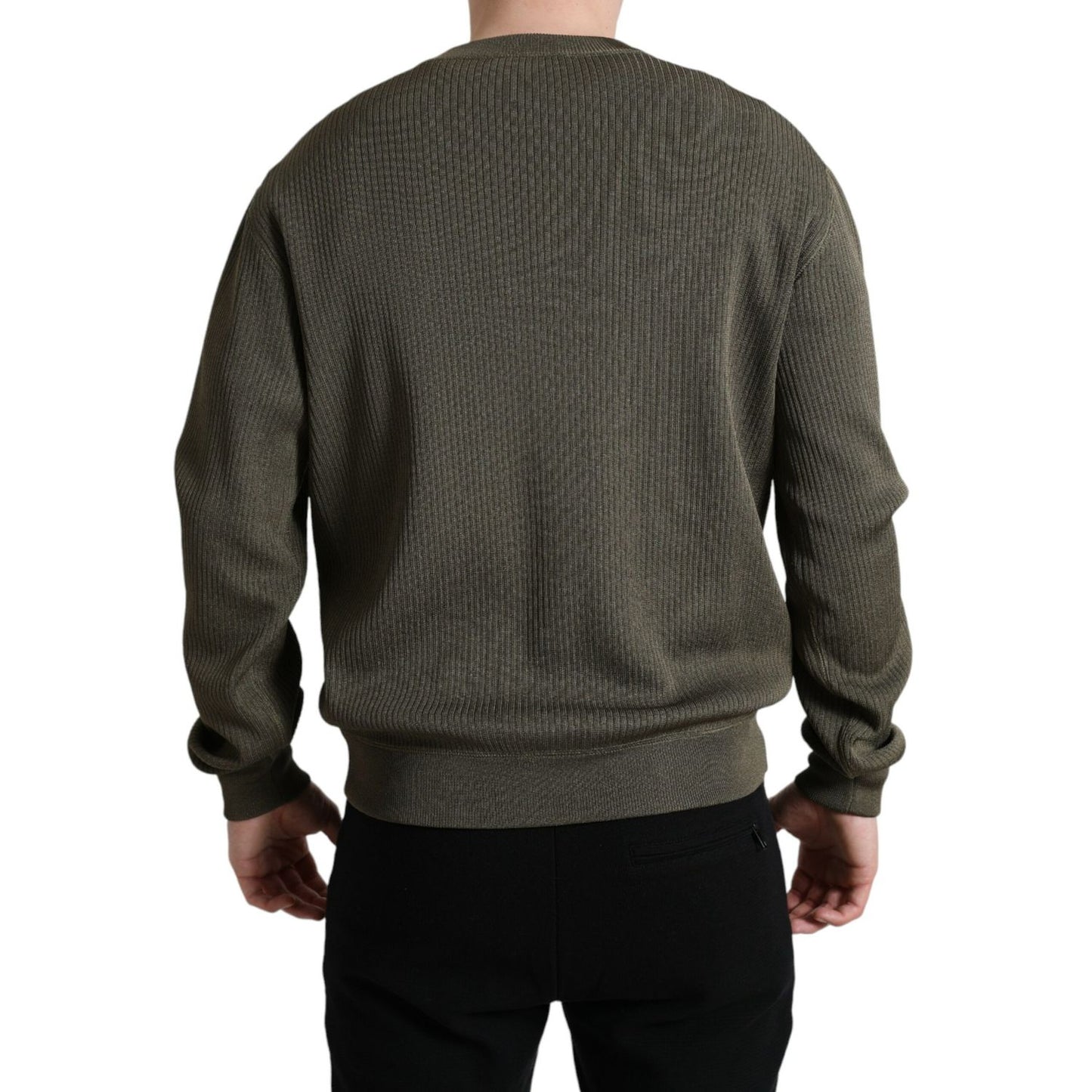 Dolce & Gabbana Green Viscose Crew Neck Men Pullover Sweater