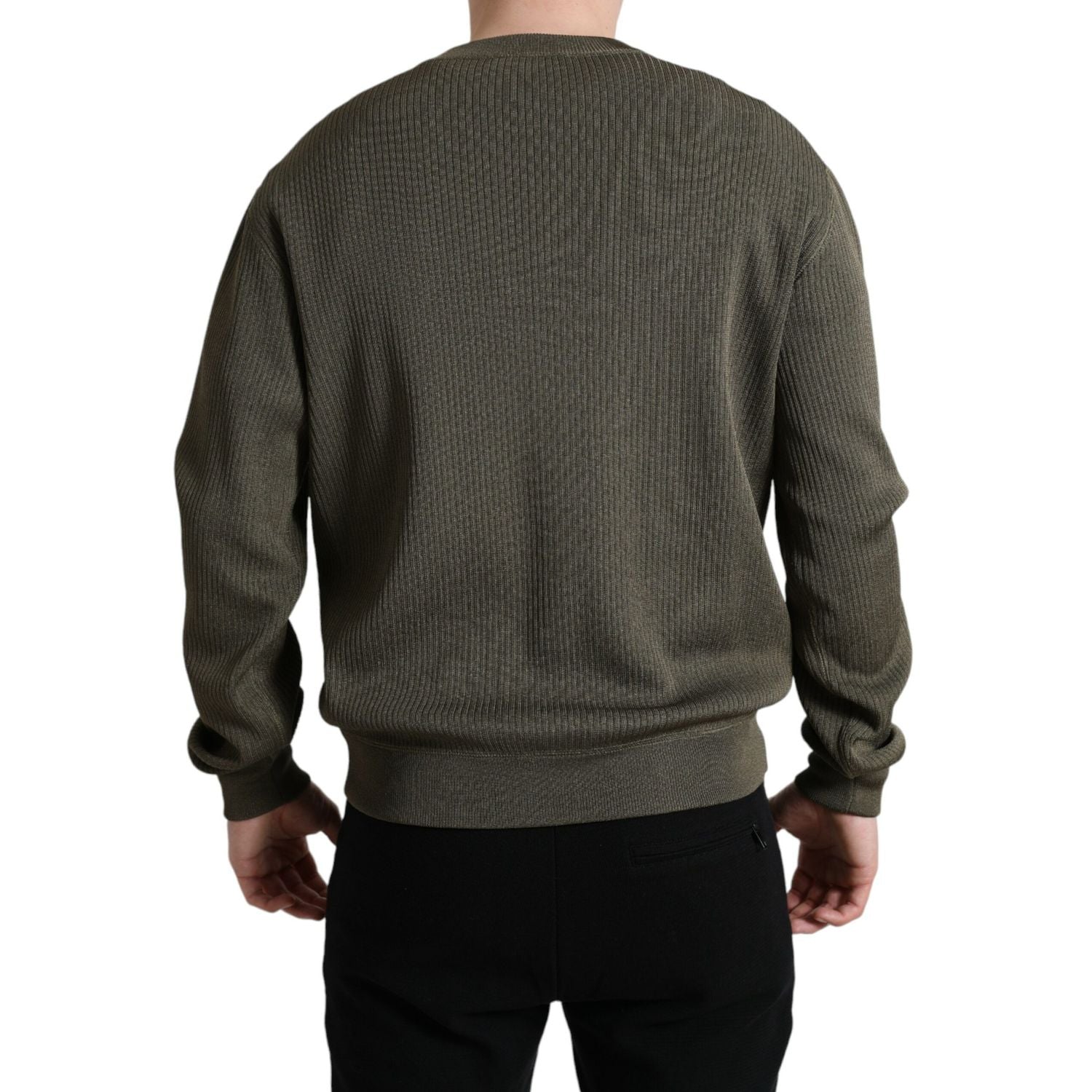 Dolce & Gabbana Green Viscose Crew Neck Men Pullover Sweater