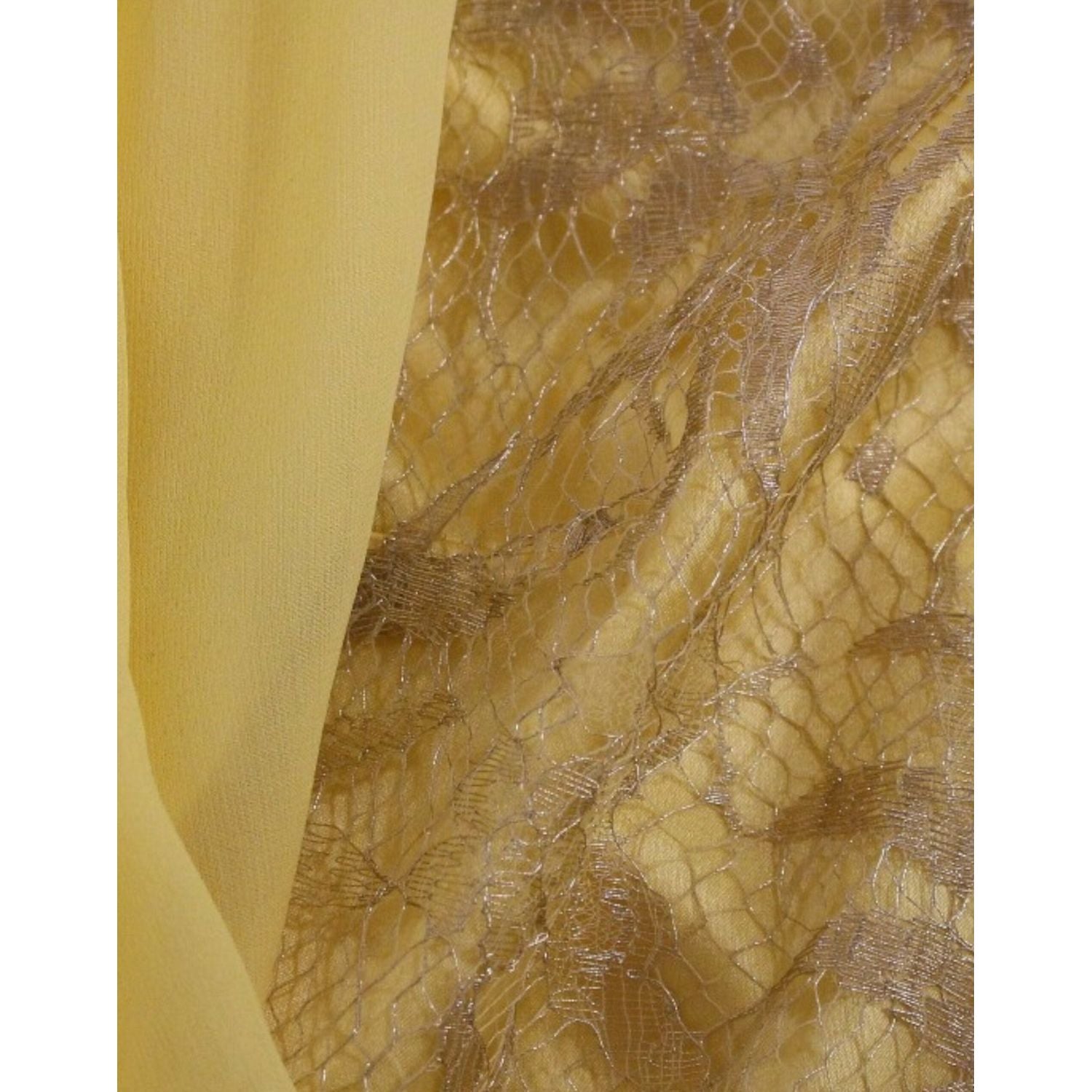 黄色蕾丝水晶缀饰迷你连衣裙