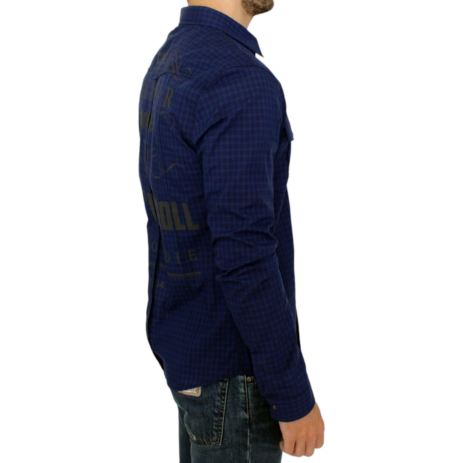 Costume National Blue checkered cotton shirt