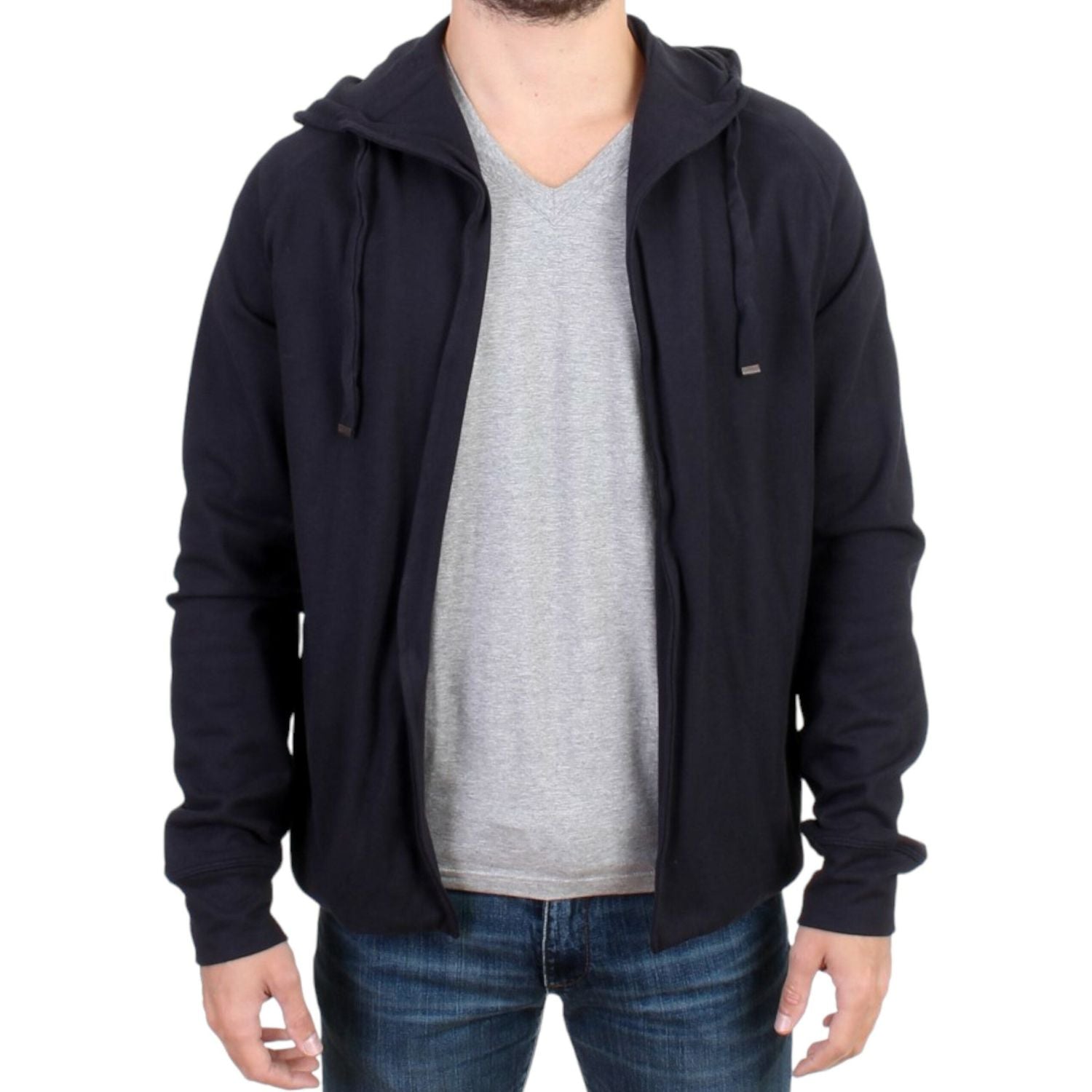 سترة زرقاء أنيقة من القطن بغطاء رأس من الزي الوطني