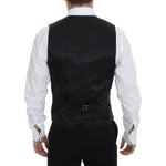 Dolce & Gabbana Chic Black Striped Wool Silk Dress Vest Dolce & Gabbana Black