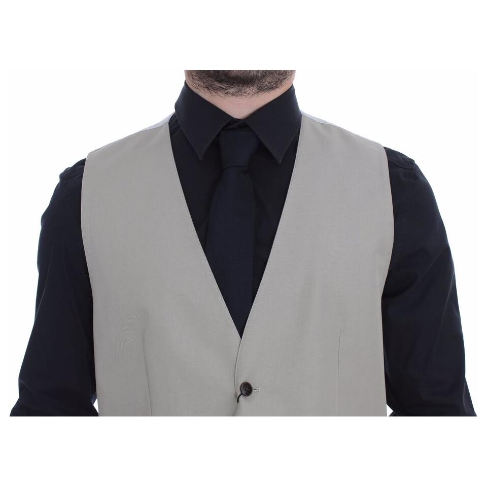 Dolce & Gabbana Beige Cotton Silk Blend Dress Vest Blazer VES10094-1