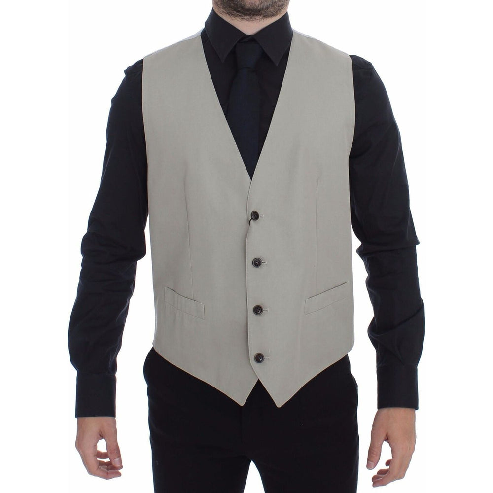 Dolce & Gabbana Beige Cotton Silk Blend Dress Vest Blazer VES10094-1