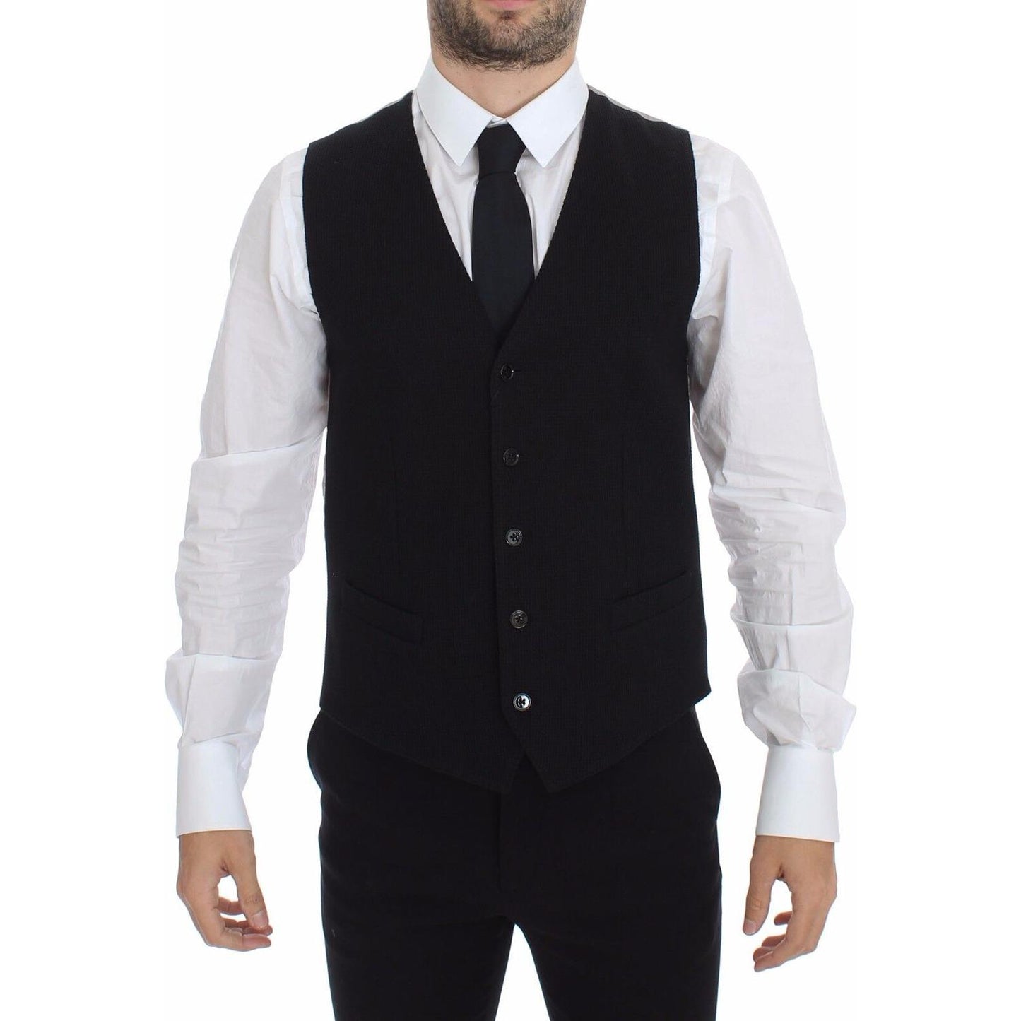 Dolce & Gabbana Black Cotton Dress Vest Blazer Jacket