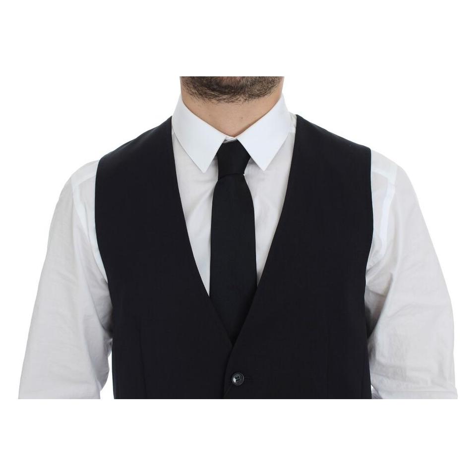Dolce & Gabbana Blue Cotton Stretch Dress Vest Blazer VES10057-1