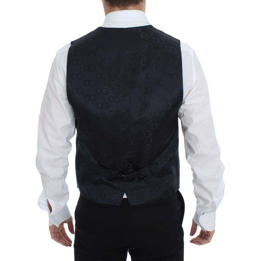 Dolce & Gabbana Blue Cotton Stretch Dress Vest Blazer VES10057-1
