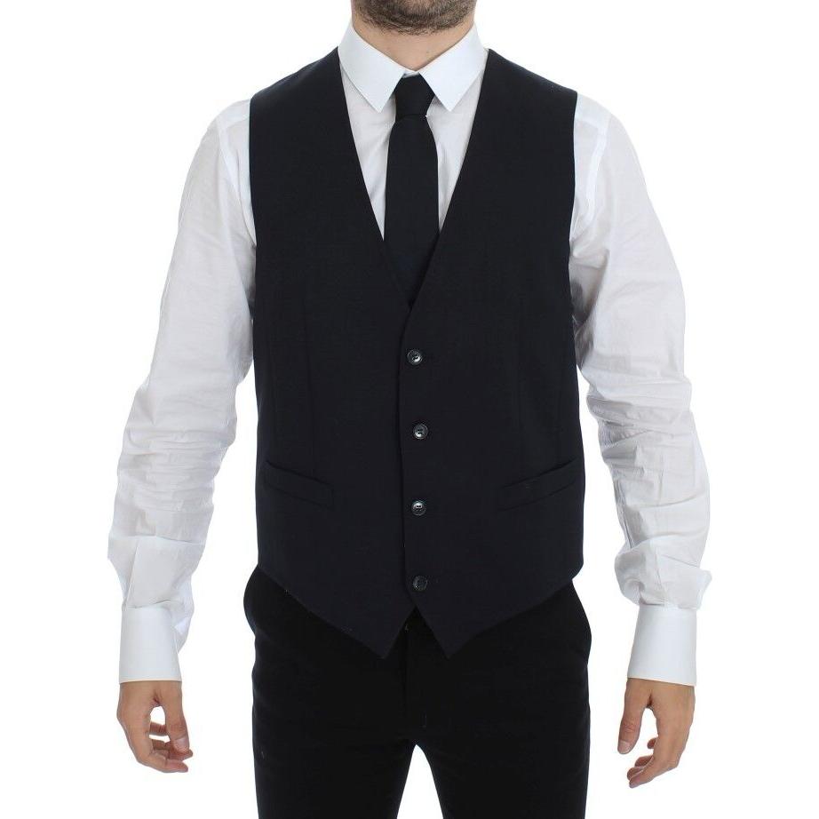 Dolce & Gabbana Blue Cotton Stretch Dress Vest Blazer VES10057-1