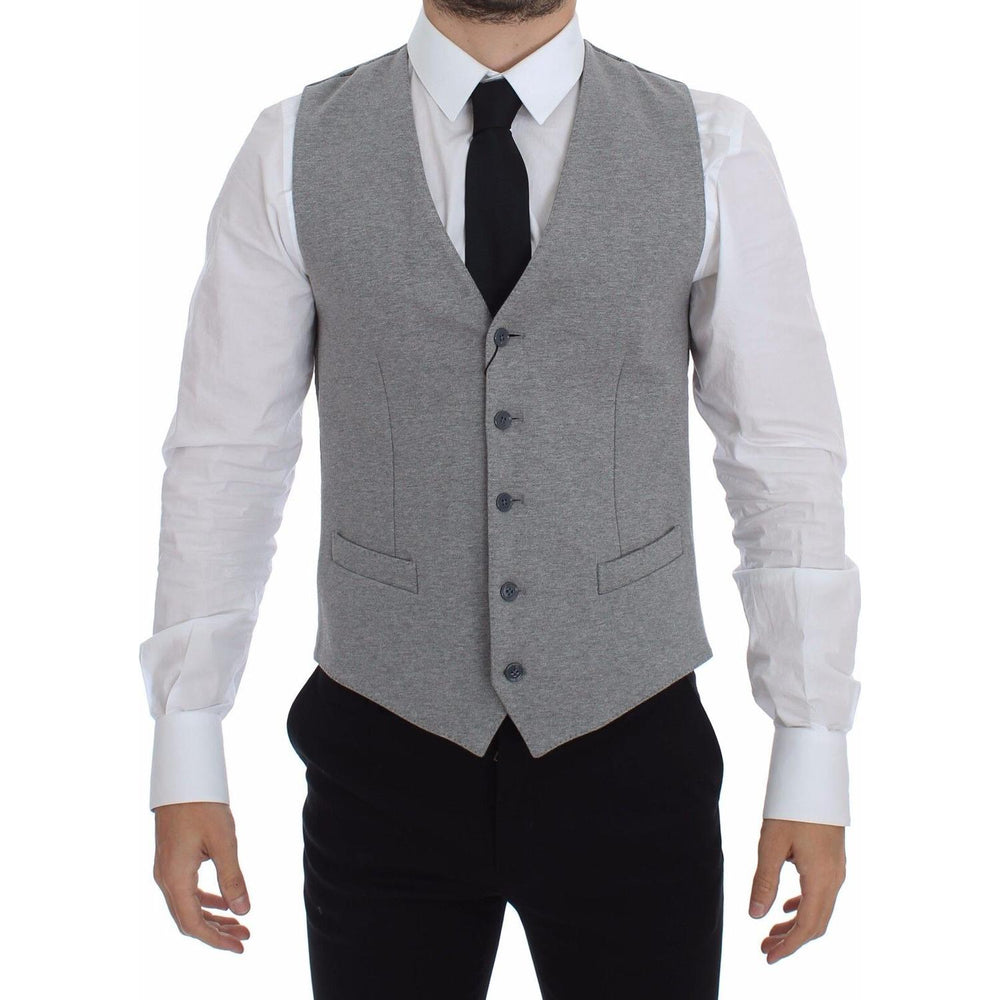 Dolce & Gabbana Gray Cotton Stretch Dress Vest Blazer VES10078-1