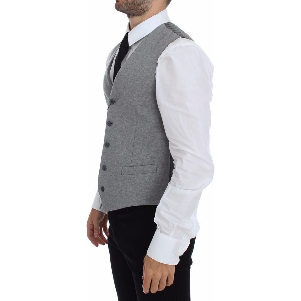 Dolce & Gabbana Gray Cotton Stretch Dress Vest Blazer VES10078-1