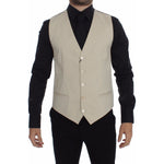 Dolce & Gabbana Beige Cotton Stretch Dress Vest Blazer