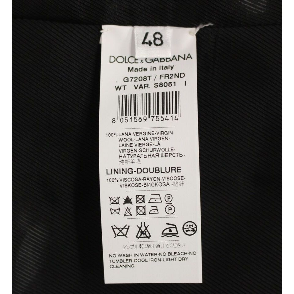Dolce & Gabbana Black Striped Wool Single Breasted Vest