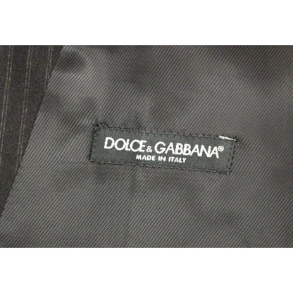 Dolce & Gabbana Black Striped Wool Single Breasted Vest