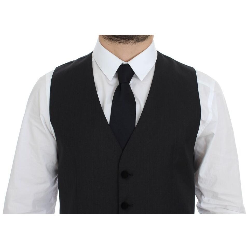 Dolce & Gabbana Gray Wool Formal Dress Vest Gilet Weste