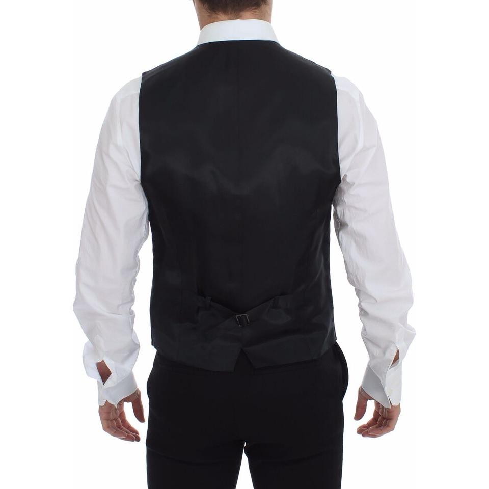 فستان دولتشي آند غابانا الأنيق المصنوع من الصوف المخطط باللون الرمادي