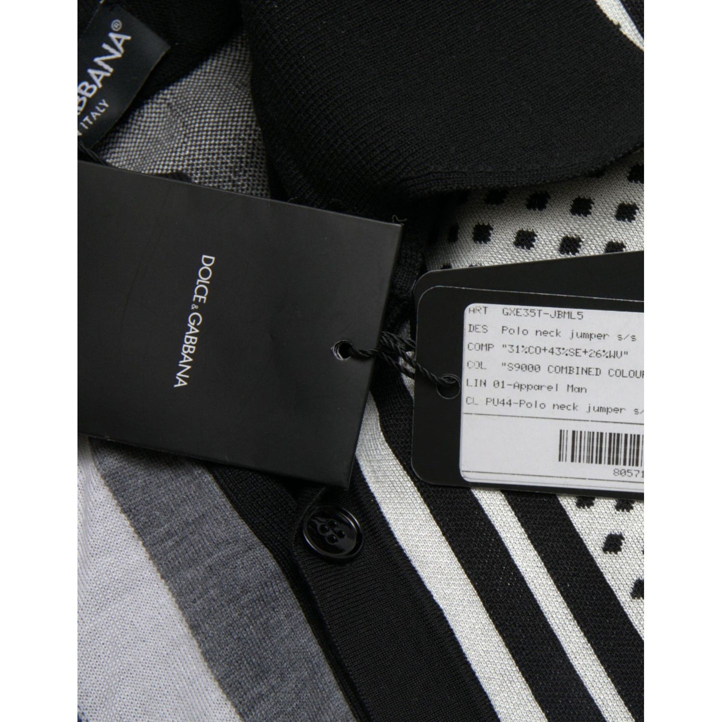 Dolce & Gabbana Black White Jumper Cardigan Polo Sweater