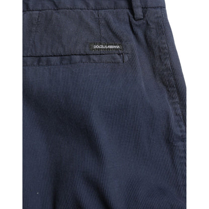 Dolce & Gabbana Dark Blue Cotton Stretch Slim Fit Dress Pants