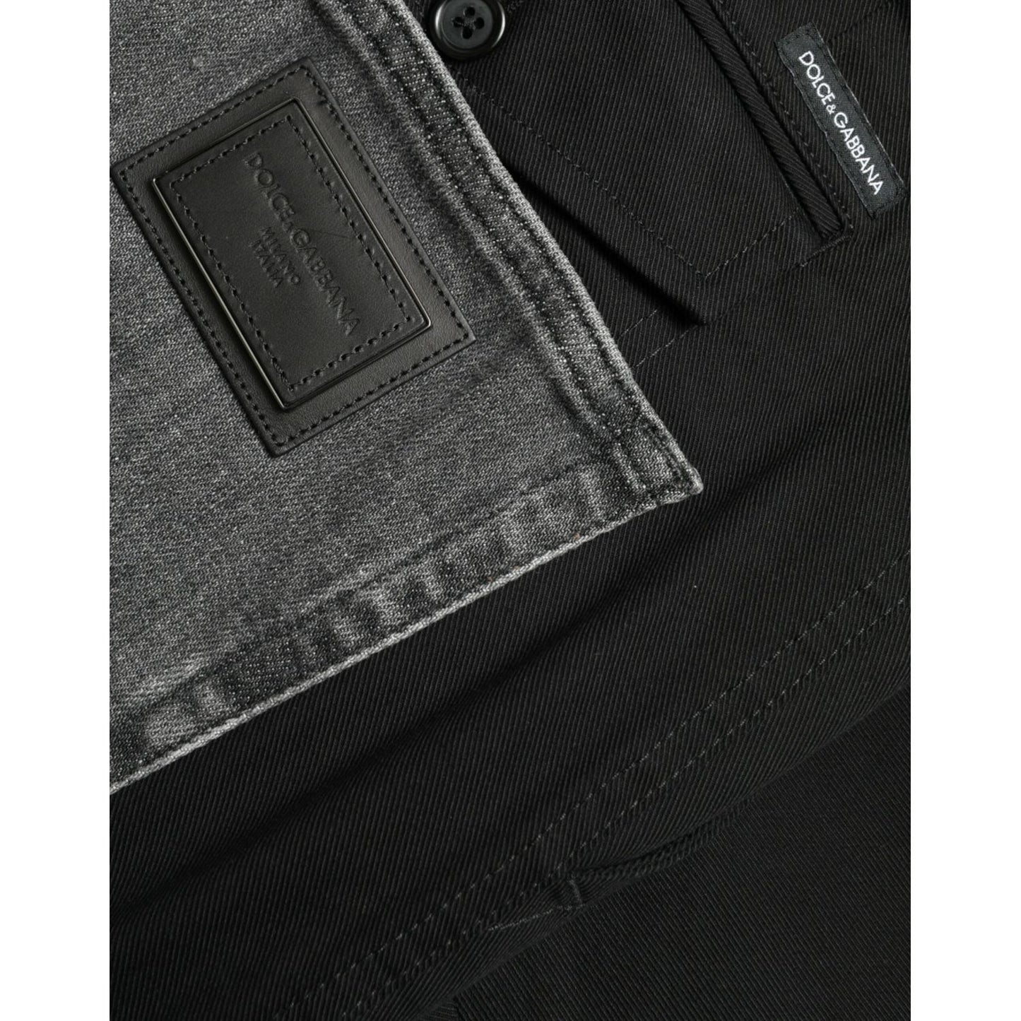 Dolce & Gabbana Black Gray slim Cotton Denim Jeans