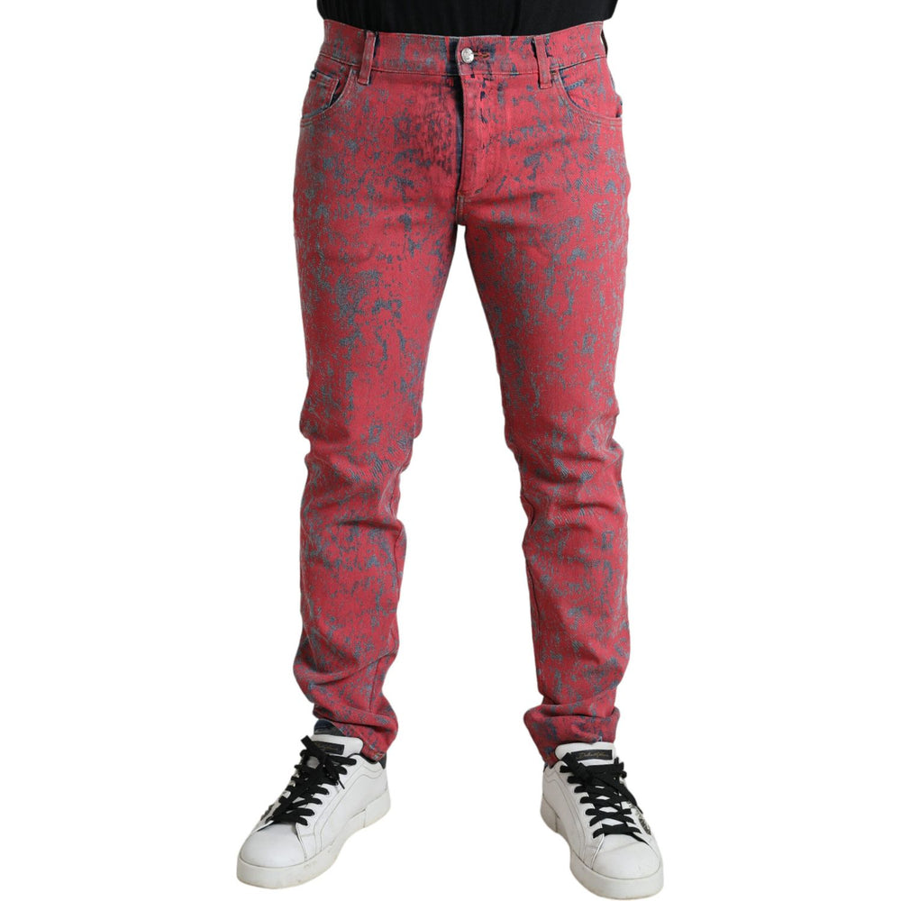 Dolce & Gabbana Red Tie Dye Skinny Denim Jeans Dolce & Gabbana Sienna