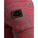 Dolce & Gabbana Red Tie Dye Skinny Denim Jeans Dolce & Gabbana Saddle Brown